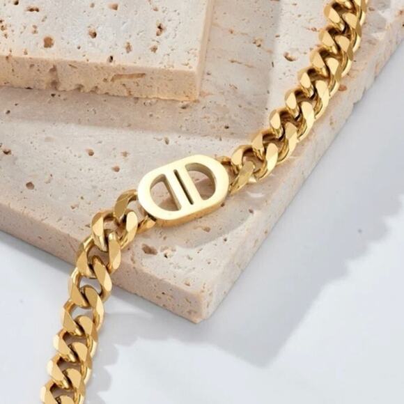 18K Gold Plated Designer CD 18K Chain Necklace - Picture 9 of 12